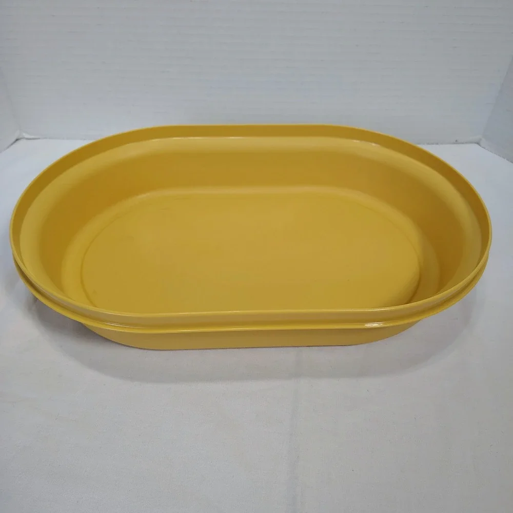 Vtg Tupperware‎  Server Harvest Gold Almond 3 Pc Divider & Lid #1326-#13281328